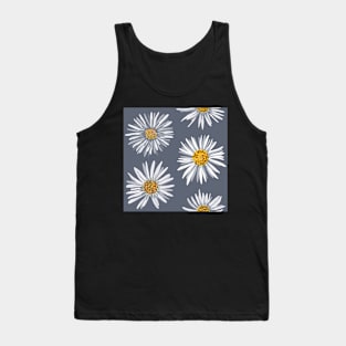 White asters on slate gray, dense Tank Top